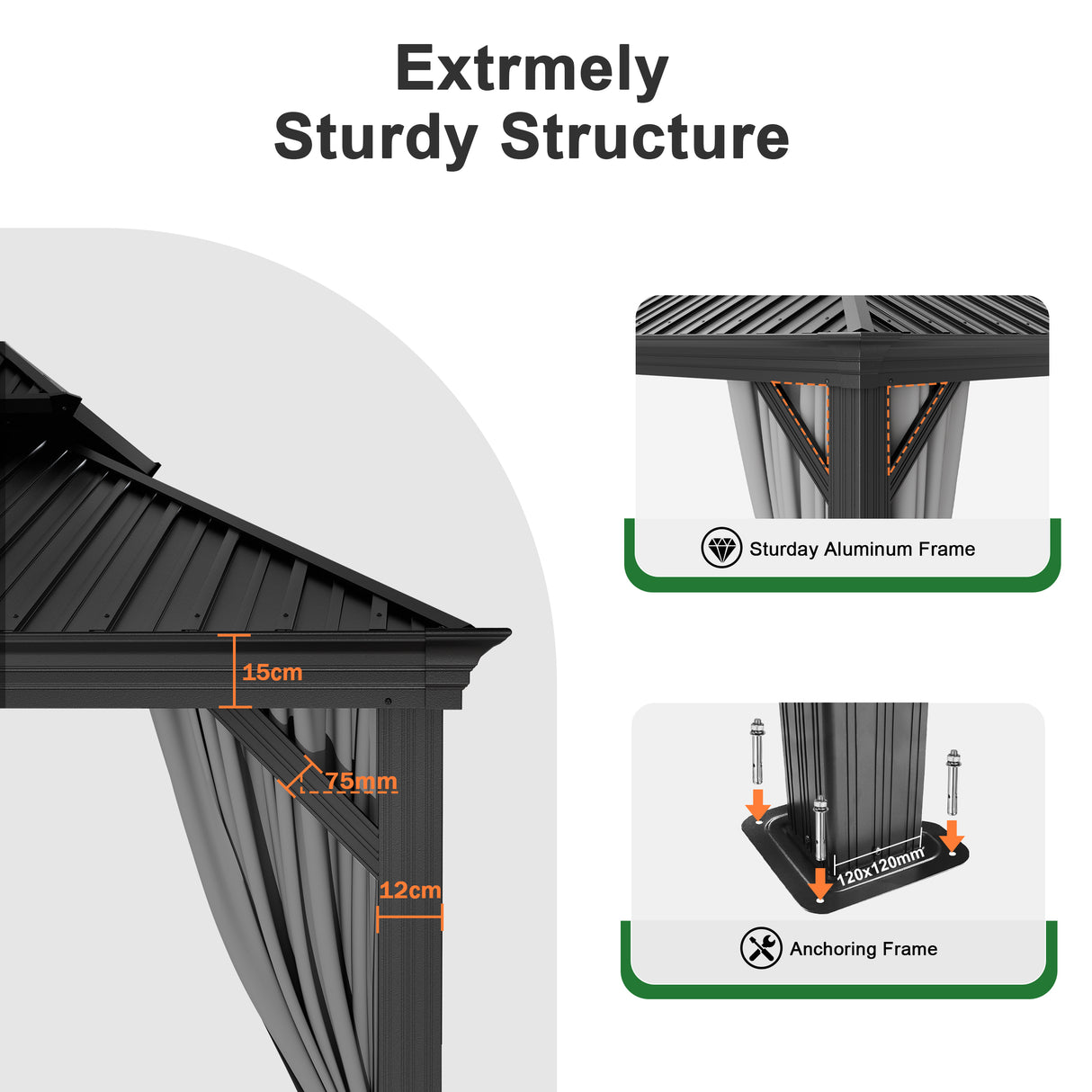 Patioslife Aluminium Carport with Steel Roof – Weatherproof Canopy for Cars, Motorbikes & Campervans