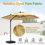 Patioslife Aegis Pro™ All-in-One Shade Round Cantilever Patio Umbrella with solar LED lights | Premium Cover | Large Base