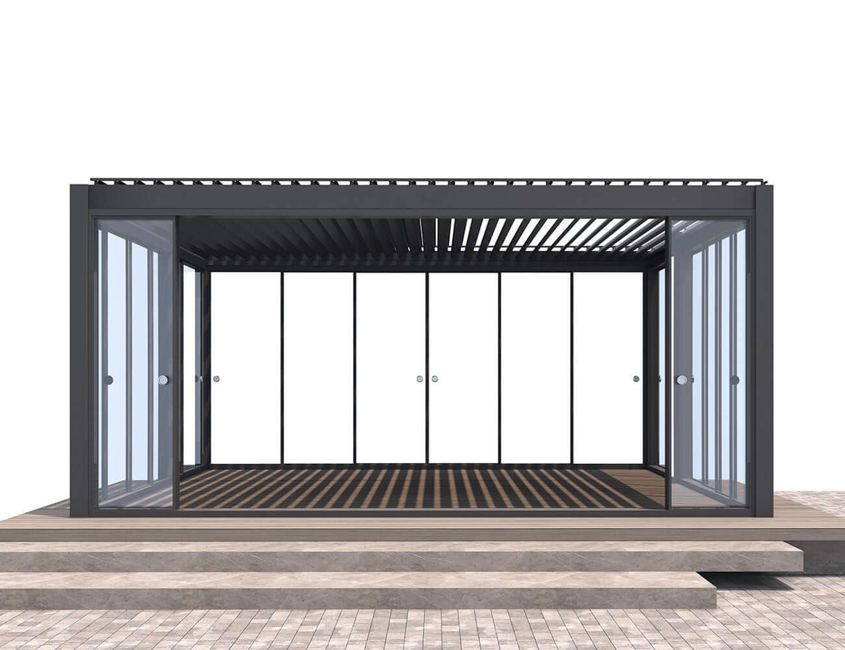 Patioslife Atlantic™ | Freestanding Pergola with Glass Sliding Door – Aluminium Outdoor Room for Patios, Gardens & Entertaining Spaces