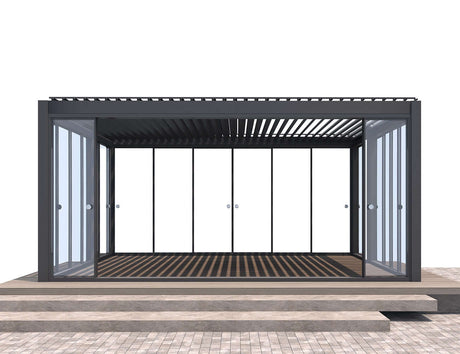 Patioslife Atlantic™ | Freestanding Pergola with Glass Sliding Door – Aluminium Outdoor Room for Patios, Gardens & Entertaining Spaces