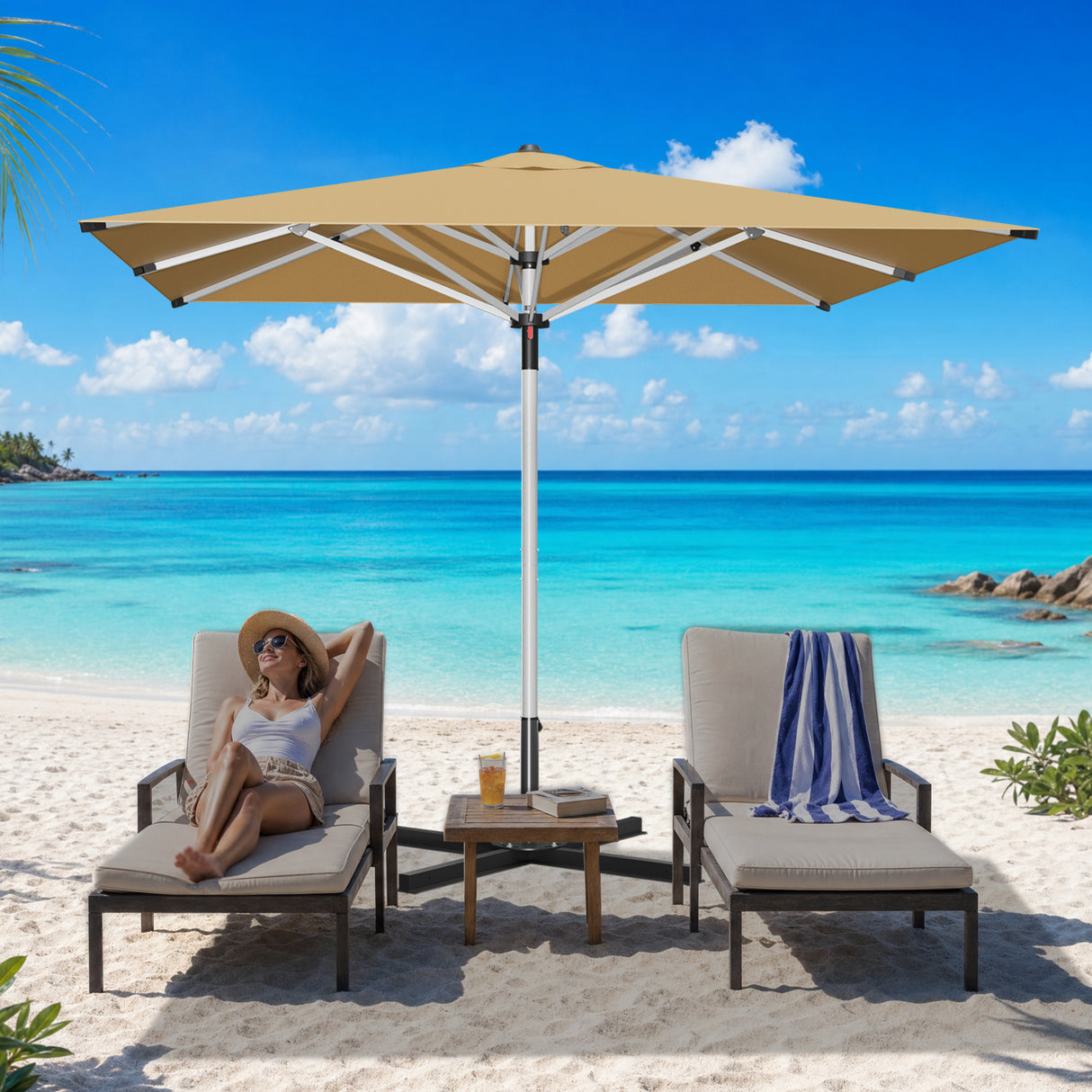 Patioslife Outdoor Umbrella — Square & Round | Heavy-Duty Aluminium Pole, Double-Vented Canopy | 2.7m, 3m & 3.35m