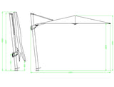 Patioslife Agave™ | 3 m Square Cantilever Umbrella – Offset Design with Wind Vent for Decks, Poolsides & Patios