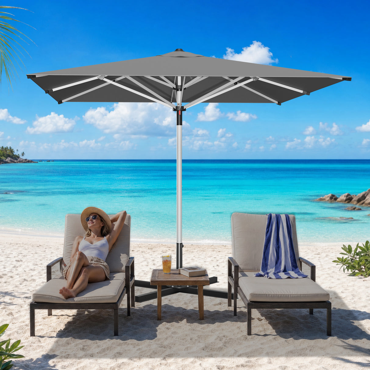 Patioslife Outdoor Umbrella — Square & Round | Heavy-Duty Aluminium Pole, Double-Vented Canopy | 2.7m, 3m & 3.35m