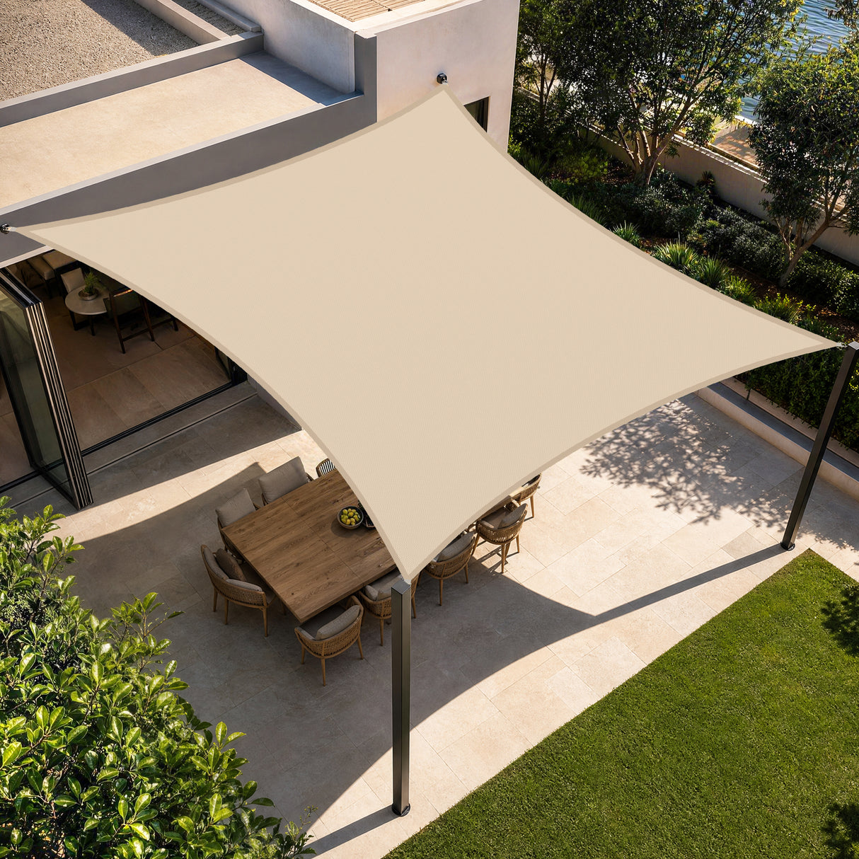 Patioslife Shade Sail – UV Protection, Reinforced Edges & Durable D-Rings for Patio, Garden, Deck & Pool