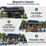 Patioslife Aluminium Carport with Steel Roof – Weatherproof Canopy for Cars, Motorbikes & Campervans
