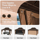 Patioslife 3.0 x 3.65m Luxury Haven Coastal Hardtop Gazebo | Designed for Australian Outdoor Conditions with 120×120mm Aluminium Posts, Drainage Gutters, Double Vented Roof & Curtains