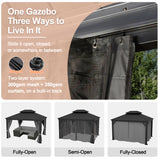 Patioslife Luxury Haven Coastal Hardtop Gazebo | Designed for Australian Outdoor Conditions with 120×120mm Aluminium Posts, Drainage Gutters, Double Vented Roof & Curtains