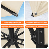 Patioslife Aegis Pro Cantilever Umbrella with LED Lights, Reinforced & Powder-Coated Aluminium Ribs and Pole — Perfect for Garden & Patio