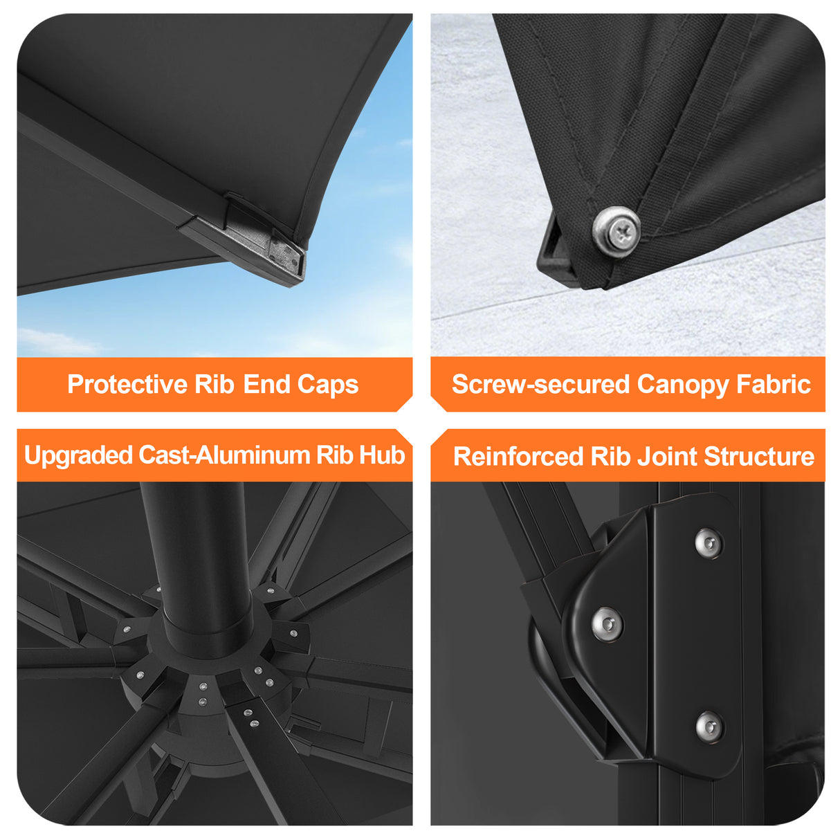 Patioslife Aegis Pro Cantilever Umbrella with Cross Base — Heavy-Duty Frame & Powder-Coated Aluminium Pole for Garden & Patio