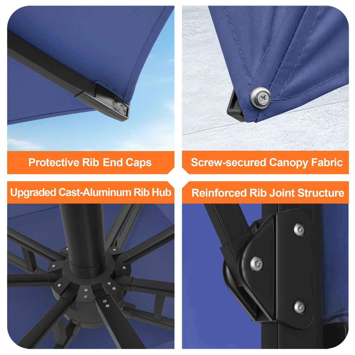 Patioslife Aegis Pro Cantilever Umbrella with Cross Base — Heavy-Duty Frame & Powder-Coated Aluminium Pole for Garden & Patio