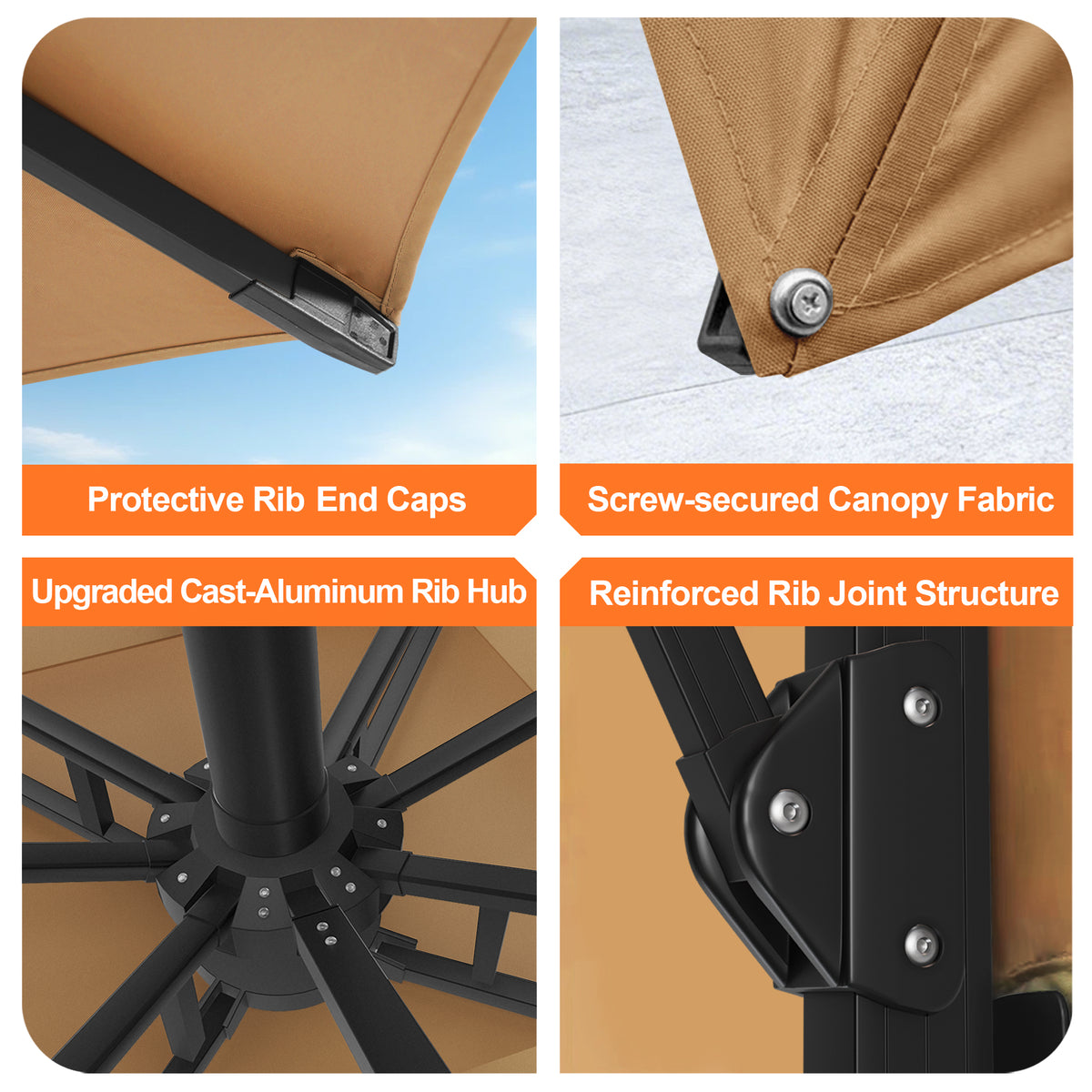 Patioslife Aegis Pro Cantilever Umbrella with Cross Base — Heavy-Duty Frame & Powder-Coated Aluminium Pole for Garden & Patio