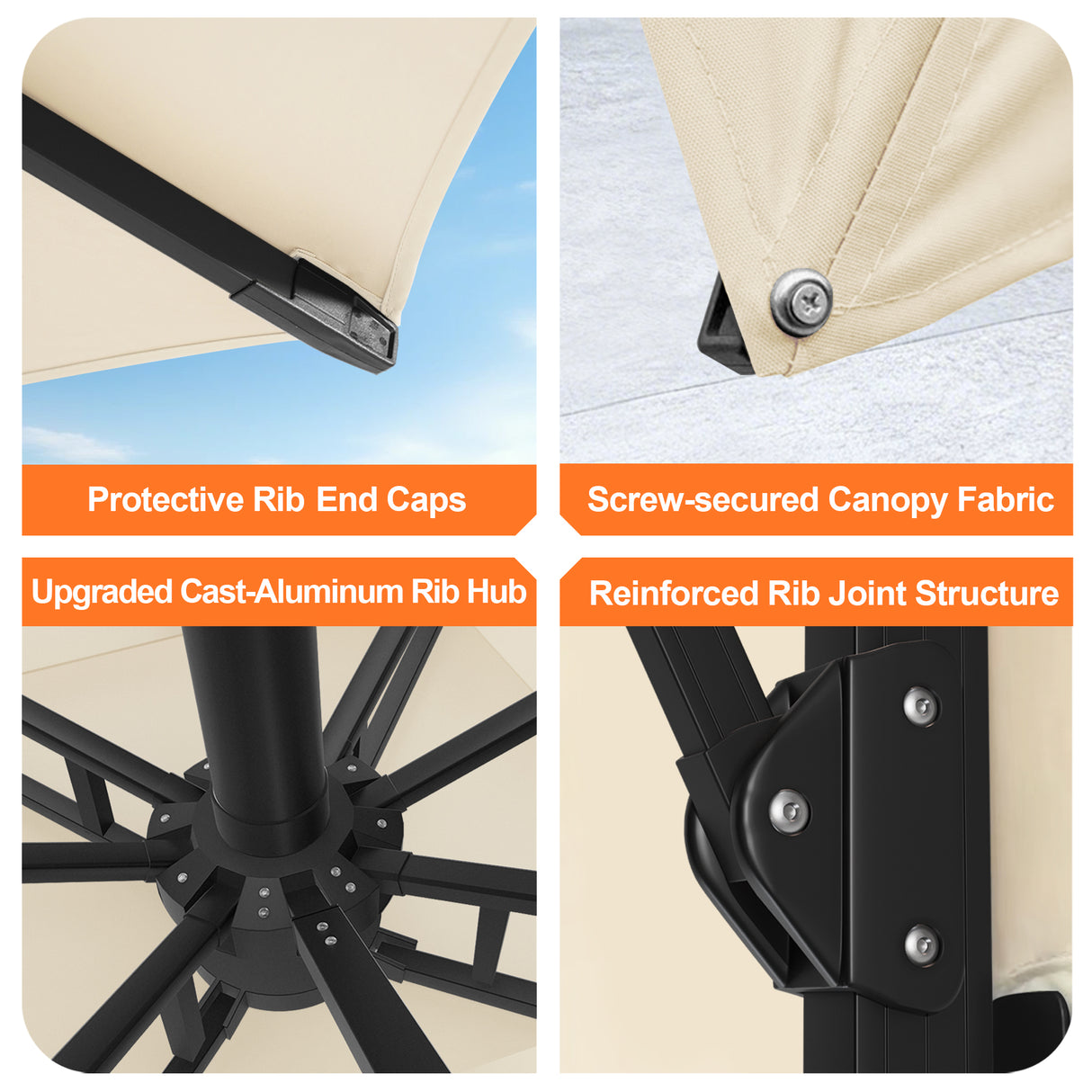 Patioslife Aegis Pro Cantilever Umbrella with Cross Base — Heavy-Duty Frame & Powder-Coated Aluminium Pole for Garden & Patio