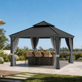 Patioslife Luxury Haven Coastal Hardtop Gazebo | Designed for Australian Outdoor Conditions with 120×120mm Aluminium Posts, Drainage Gutters, Double Vented Roof & Curtains