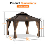 Patioslife Luxury Haven Coastal Hardtop Gazebo | Designed for Australian Outdoor Conditions with 120×120mm Aluminium Posts, Drainage Gutters, Double Vented Roof & Curtains