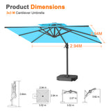 Patioslife Aegis Pro Cantilever Umbrella with Cross Base — Heavy-Duty Frame & Powder-Coated Aluminium Pole for Garden & Patio