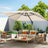 Patioslife 3×3m Cream Aegis Premium cantilever umbrella with LED strip ribs over modern patio sofa and garden backdrop