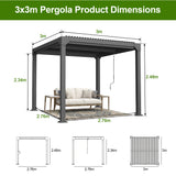 Patioslife Atlantic | Metal Louvred Pergola with Adjustable Roof & Ambient LED Lighting, Freestanding Alfresco Shelter for Patio, Deck & Poolside