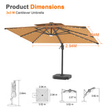 Patioslife Aegis Pro Cantilever Umbrella with LED Lights, Reinforced & Powder-Coated Aluminium Ribs and Pole — Perfect for Garden & Patio