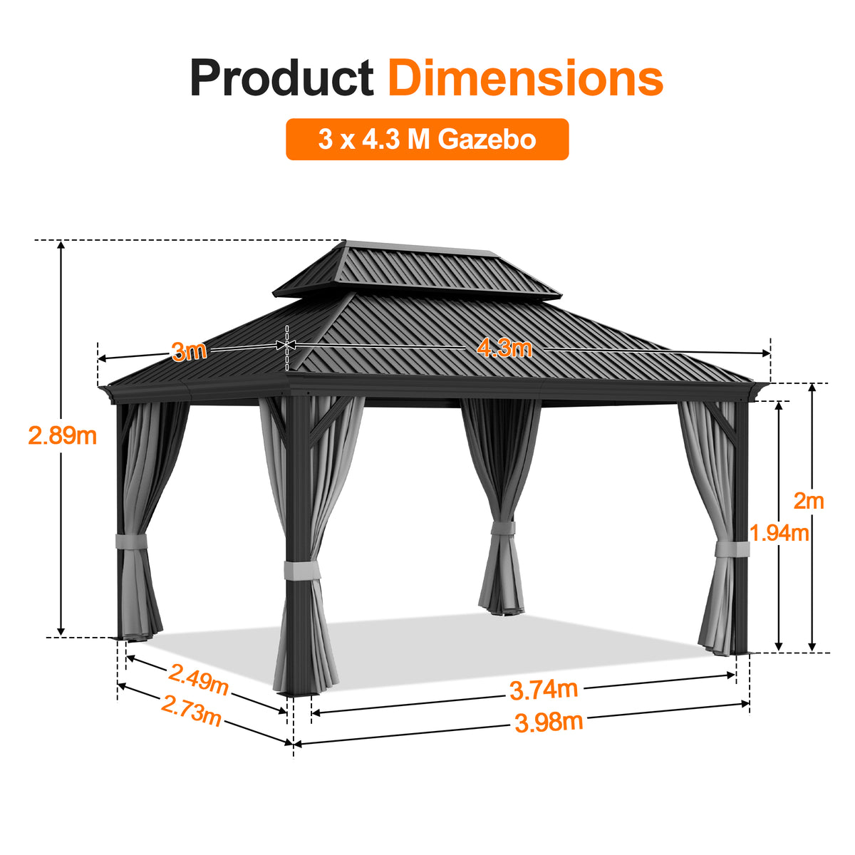 Patioslife Luxury Haven Coastal Hardtop Gazebo | Designed for Australian Outdoor Conditions with 120×120mm Aluminium Posts, Drainage Gutters, Double Vented Roof & Curtains