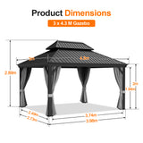 Patioslife Luxury Haven Coastal Hardtop Gazebo | Designed for Australian Outdoor Conditions with 120×120mm Aluminium Posts, Drainage Gutters, Double Vented Roof & Curtains