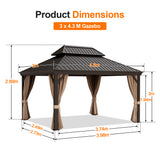 Patioslife Luxury Haven Coastal Hardtop Gazebo | Designed for Australian Outdoor Conditions with 120×120mm Aluminium Posts, Drainage Gutters, Double Vented Roof & Curtains