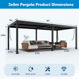 Patioslife Atlantic™ | Aluminium Louvered Pergola with Adjustable Roof, Freestanding All-Weather Shelter for Deck, Patio & Poolside