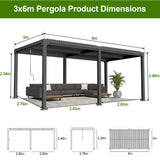 Patioslife Atlantic | Metal Louvred Pergola with Adjustable Roof & Ambient LED Lighting, Freestanding Alfresco Shelter for Patio, Deck & Poolside