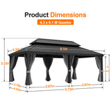 Patioslife Luxury Haven Coastal Hardtop Gazebo | Designed for Australian Outdoor Conditions with 120×120mm Aluminium Posts, Drainage Gutters, Double Vented Roof & Curtains