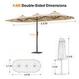 Patioslife Aegis Premium 4.6m Motorized Cantilever Patio Umbrella — Double-Sided, Remote Control, UPF 50+, Solar LED Lights & Windproof Frame