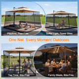 Patioslife Umbrella Mosquito Net with Dual Zipper & Adjustable Drawstring