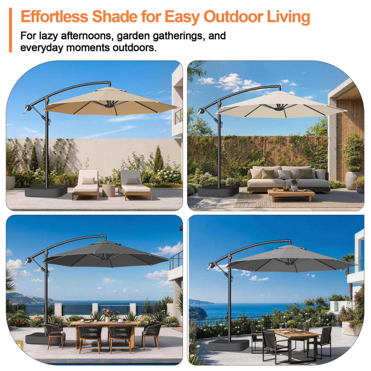 Patioslife Heavy Duty 3.0M Cantilever Umbrella with Base – Premium Outdoor Shade for Patio, Alfresco & Backyard Living