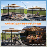 Patioslife Cantilever Umbrella Mosquito Net – Zip-Entry Mesh Screen with Weighted Base, Fits 2.5–4m Umbrellas
