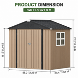 Patioslife Galvanised Steel Gable Roof Metal Garden Shed, Outdoor Storage Shed-All-Weather Backyard Storage Unit for Garden Tools-Patioslife