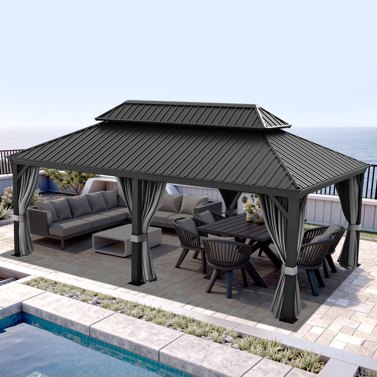 Patioslife Aluminium Carport with Steel Roof – Weatherproof Canopy for Cars, Motorbikes & Campervans