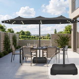 Patioslife Aegis Premium 4.6m Motorized Cantilever Patio Umbrella — Double-Sided, Remote Control, UPF 50+, Solar LED Lights & Windproof Frame