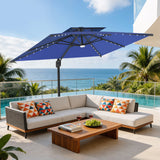 Patioslife Aegis Pro Cantilever Umbrella with LED Lights, Reinforced & Powder-Coated Aluminium Ribs and Pole — Perfect for Garden & Patio