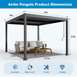 Patioslife Atlantic™ | Aluminium Louvered Pergola with Adjustable Roof, Freestanding All-Weather Shelter for Deck, Patio & Poolside