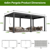 Patioslife Atlantic | Metal Louvred Pergola with Adjustable Roof & Ambient LED Lighting, Freestanding Alfresco Shelter for Patio, Deck & Poolside