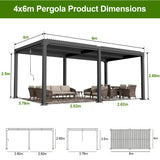 Patioslife Atlantic | Metal Louvred Pergola with Adjustable Roof & Ambient LED Lighting, Freestanding Alfresco Shelter for Patio, Deck & Poolside