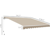 Retractable Awning Manual Crank, 2.5M x 2M, UV-Resistant Water-Repellent Canopy, Aluminum Frame for Balcony, Deck & Patio Use