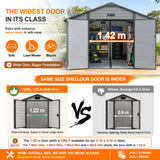 Patioslife YardVault Resin Garden Storage Shed with Bulid-in Floor, Lock & Window