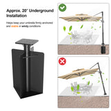 Patioslife Aegis Heavy Duty In-Ground Cantilever Umbrella Base – 61cm Deep Dual-Coated Steel – High-Wind Stability & Secure Outdoor Mount for Patios, Gardens & Concrete Surfaces