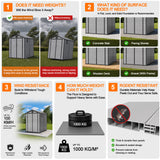 Patioslife YardVault Resin Garden Storage Shed with Bulid-in Floor, Lock & Window