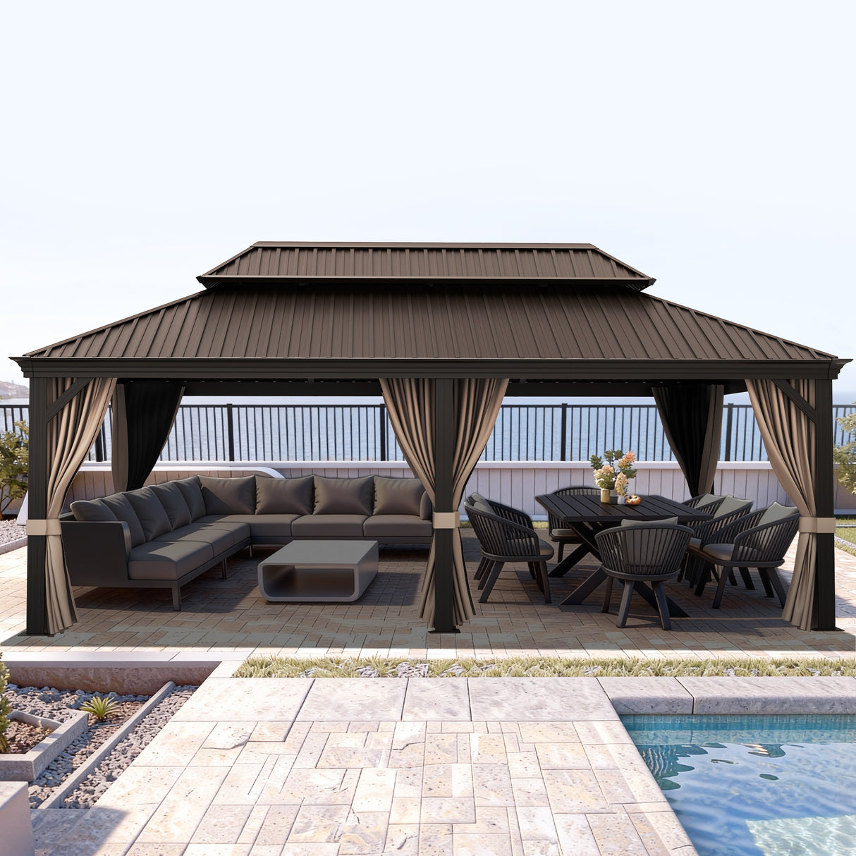 Patioslife Aluminium Carport with Steel Roof – Weatherproof Canopy for Cars, Motorbikes & Campervans