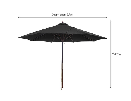 Patioslife Market Breeze™ | 2.7m Round Market Umbrella – UV-Resistant Shade for Patios, Balconies & Poolsides