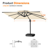 Patioslife Aegis Pro Cantilever Umbrella with Cross Base — Heavy-Duty Frame & Powder-Coated Aluminium Pole for Garden & Patio
