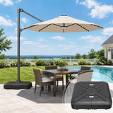 Patioslife Aegis Pro All-in-One Shade Round Cantilever Patio Umbrella with solar LED lights | Premium Cover | Large Base