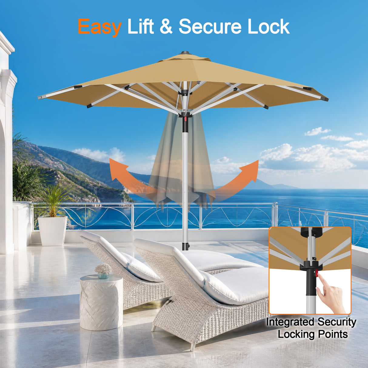 Patioslife Outdoor Umbrella — Square & Round | Heavy-Duty Aluminium Pole, Double-Vented Canopy | 2.7m, 3m & 3.35m