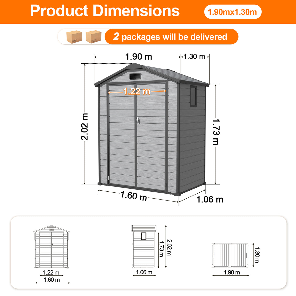Patioslife YardVault Resin Garden Storage Shed with Bulid-in Floor, Lock & Window