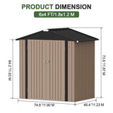 Patioslife Metal Garden Shed – Galvanised Steel Outdoor Storage Shed, All-Weather Backyard Storage Unit